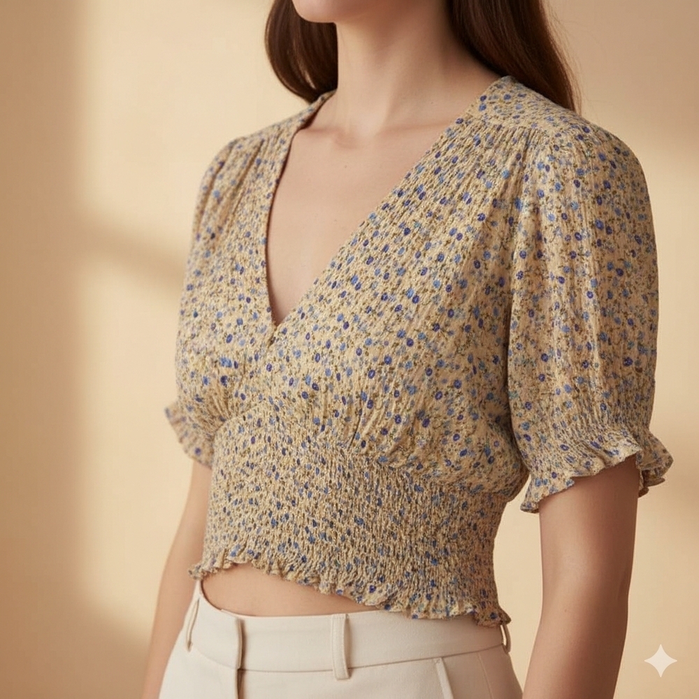 FAITHFULL THE BRAND Oma Top in Peach Zoella Floral - Size L